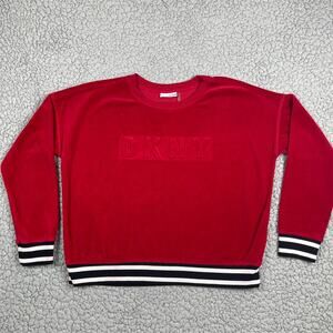 DKNY Sport Puff Print Logo Sweater Womens Large Super Soft Long Sleeve